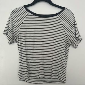 Cropped Stripe Short Sleeve Tee